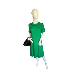 Vintage 60's Women's Lee Collins Green Linen Dress Size 10